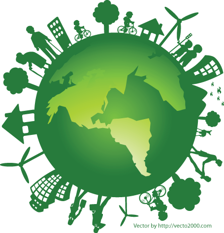 grüne Weltkugel mit Personen